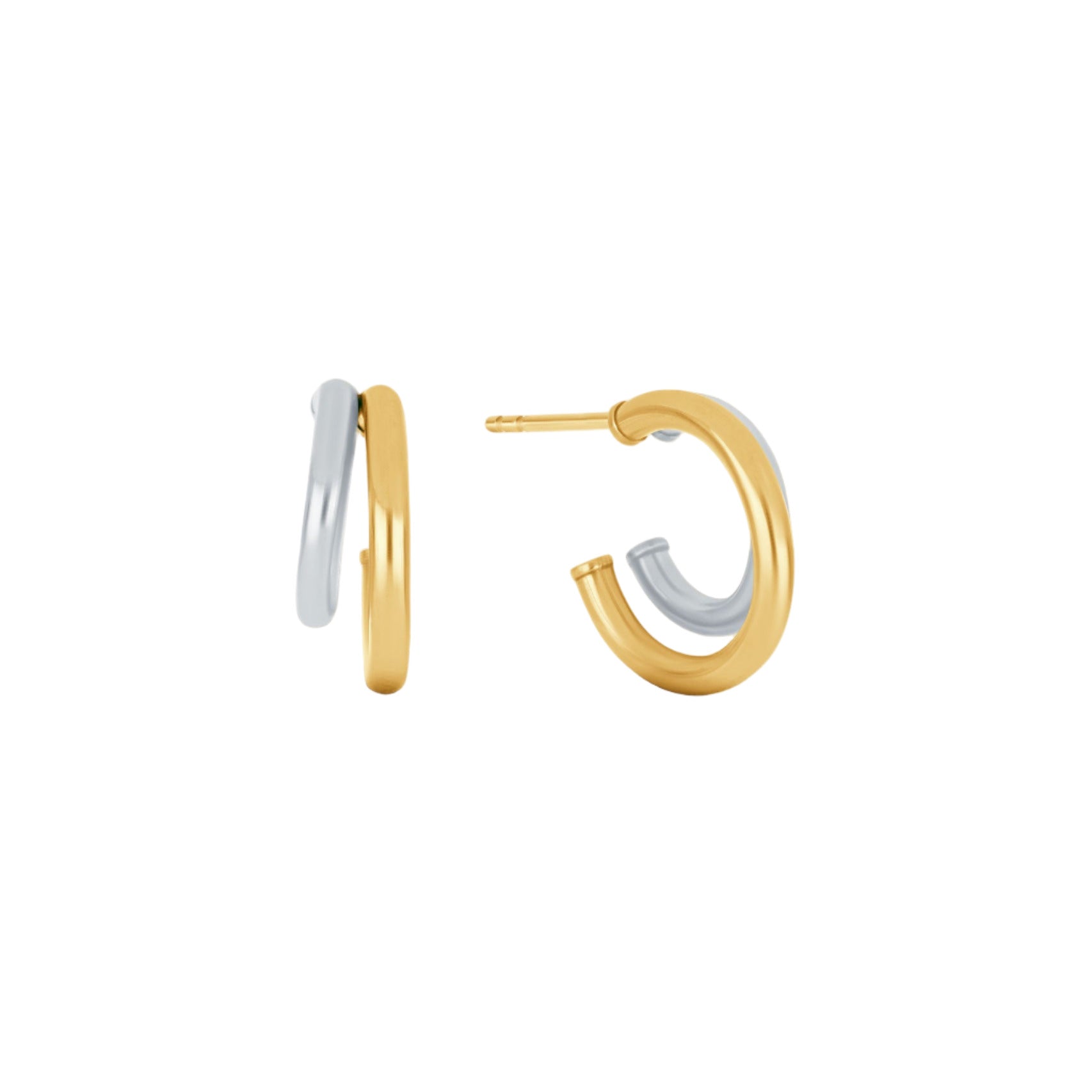 Duo Union Huggies - 18k Gold-Plated / 925 Sterling Silver / Two-Tone