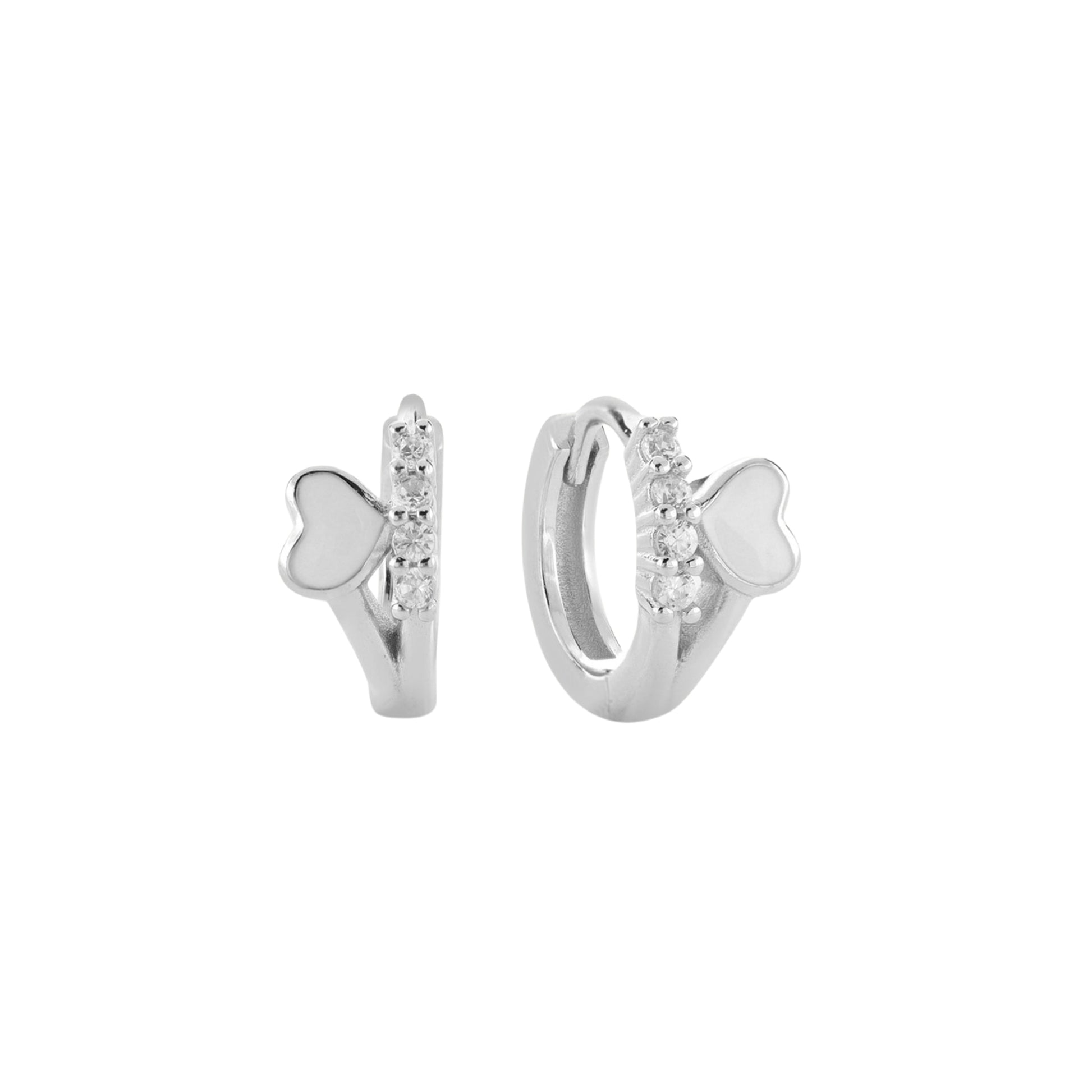Etched Heart Petal Drop Hoops - 925 Sterling Silver