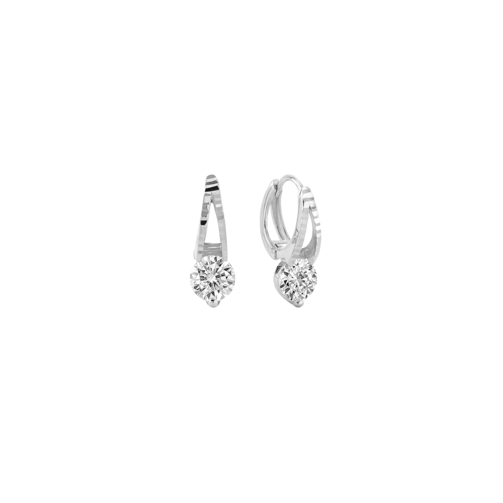 Glow Band CZ Drop Hoops - 925 Sterling Silver