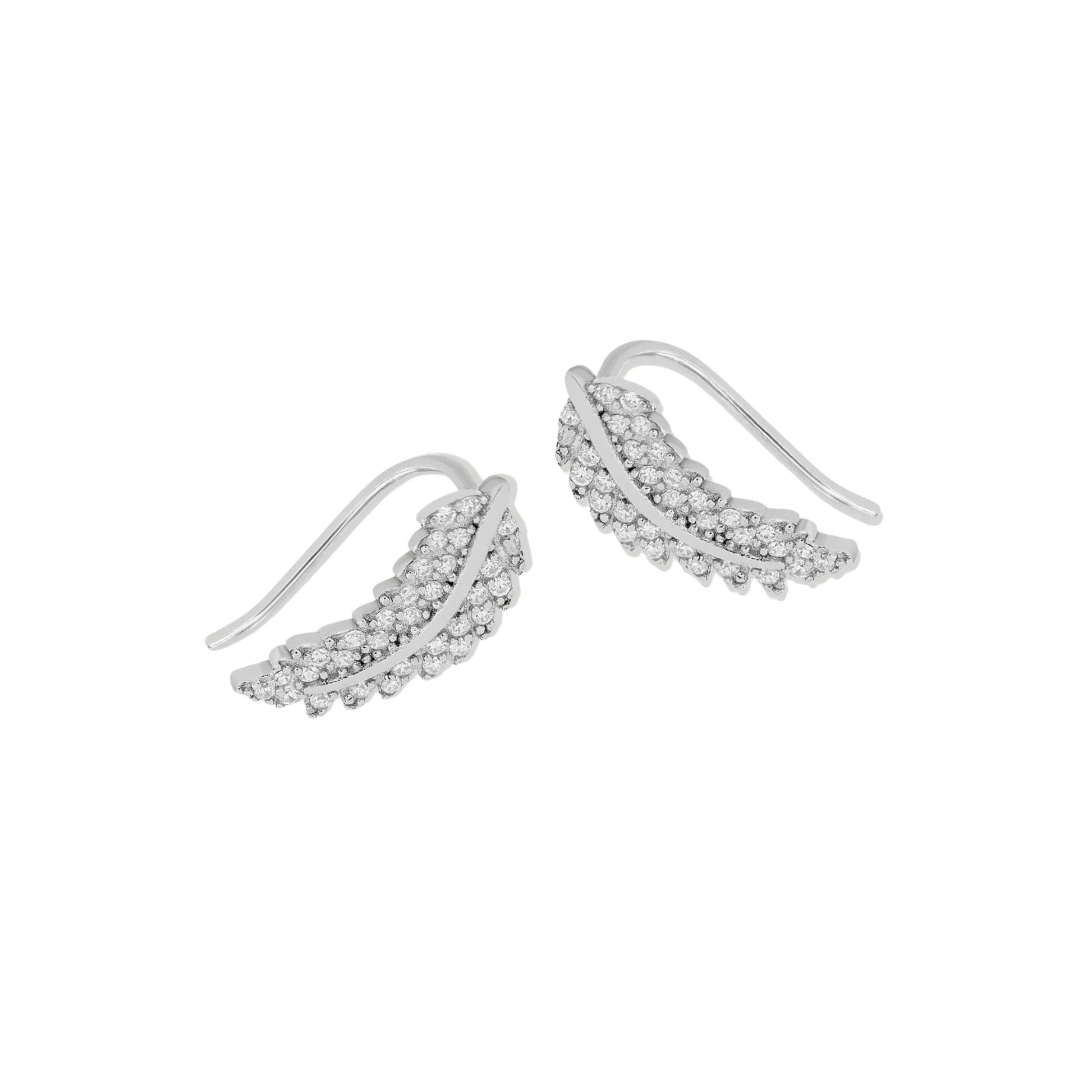 Curved Crystal Leaf Climbers - 18k Gold-Plated / 925 Sterling Silver