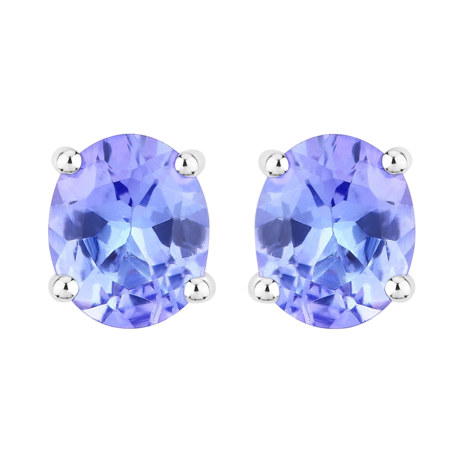 Violet Voltage Oval Tanzanite Stud Earrings - 0.66 Carat Genuine Tanzanite - .925 Sterling Silver Earrings