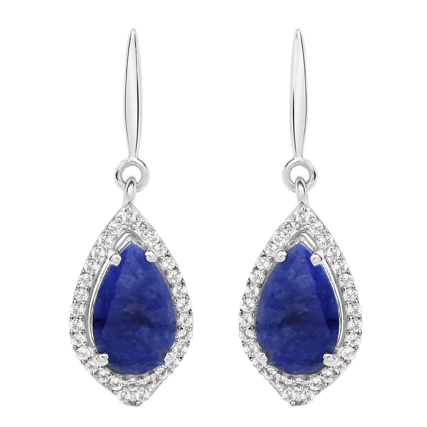 Starlit Tide Drop Earrings - 2.52 Carat Genuine Blue Aventurine And White Topaz - .925 Sterling Silver Earrings