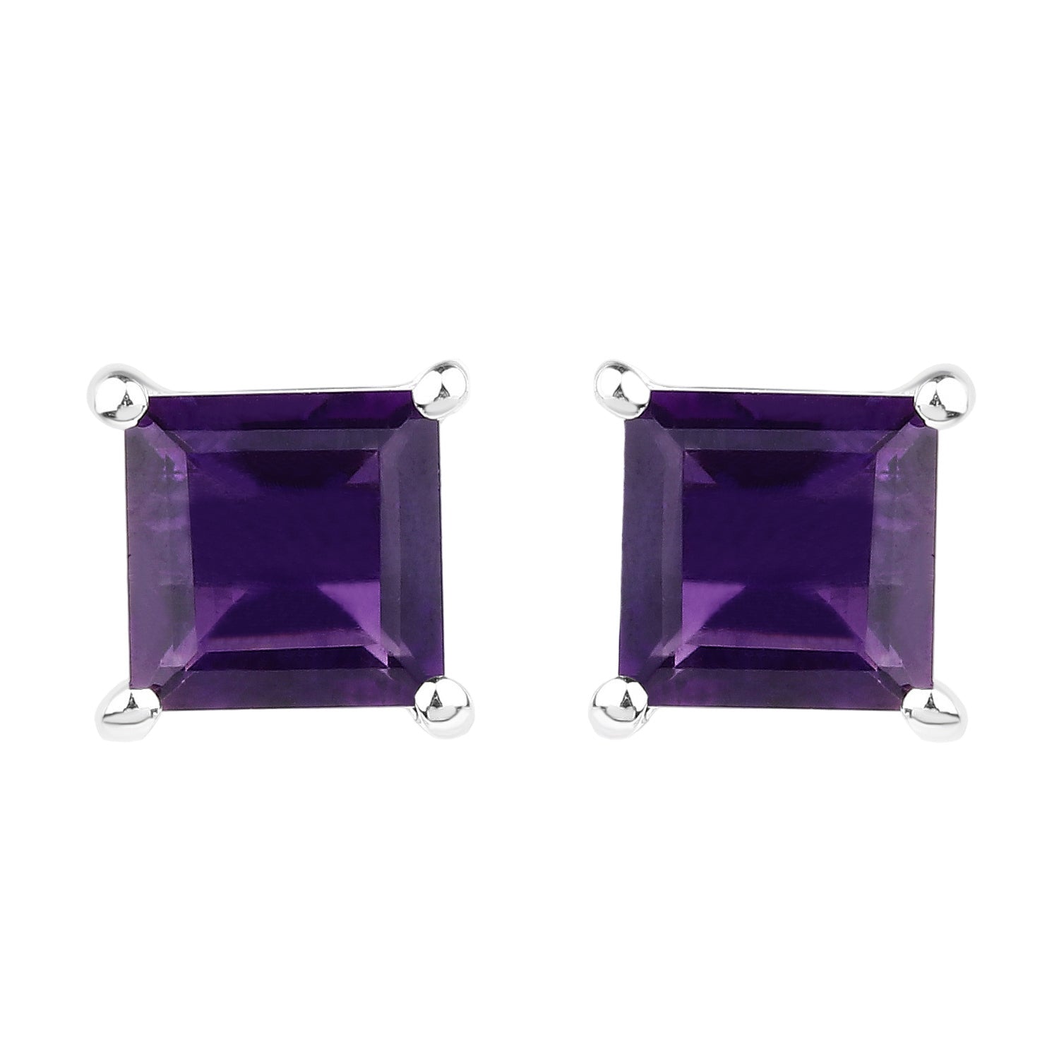 Violet Vision Amethyst Stud Earrings - 2.25 Carat Genuine Amethyst .925 Sterling Silver Earrings