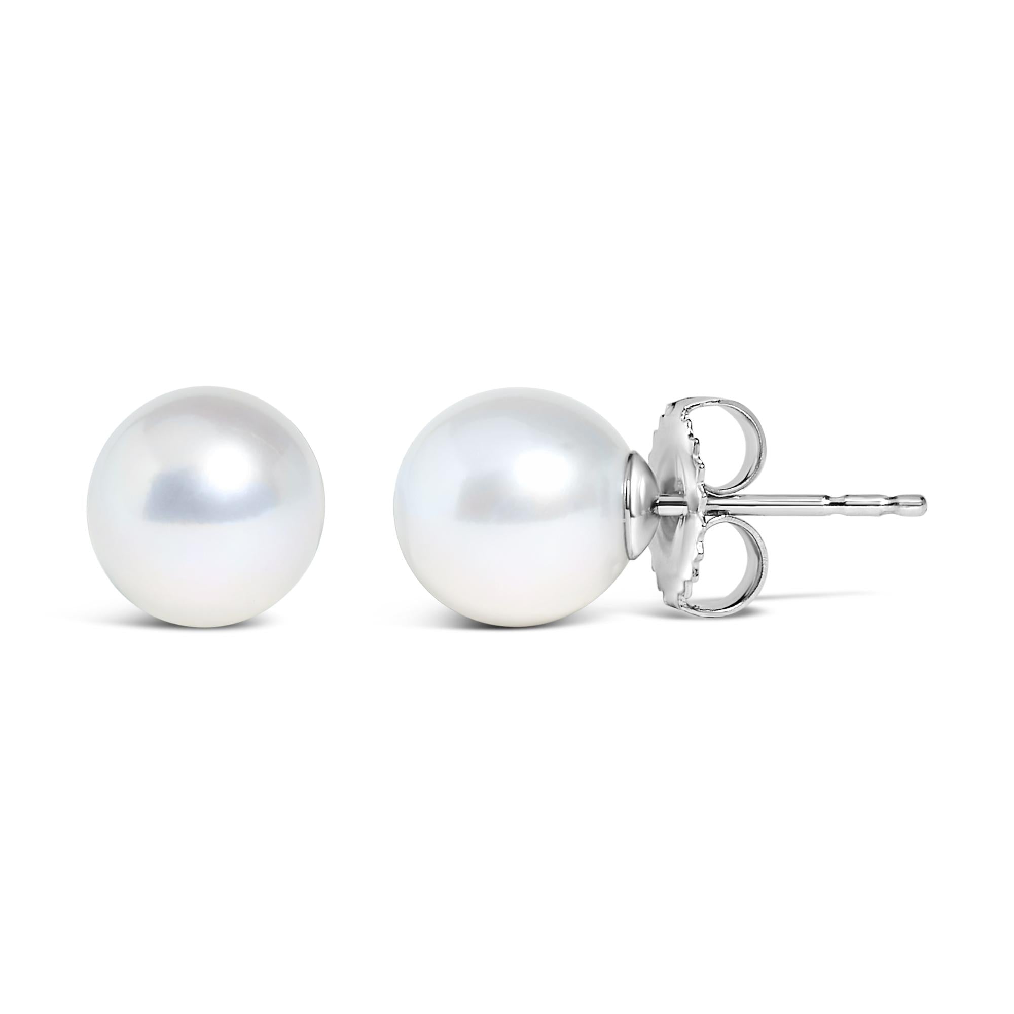 Cultured Freshwater Pearl Solitaire Stud Earrings 14K Gold