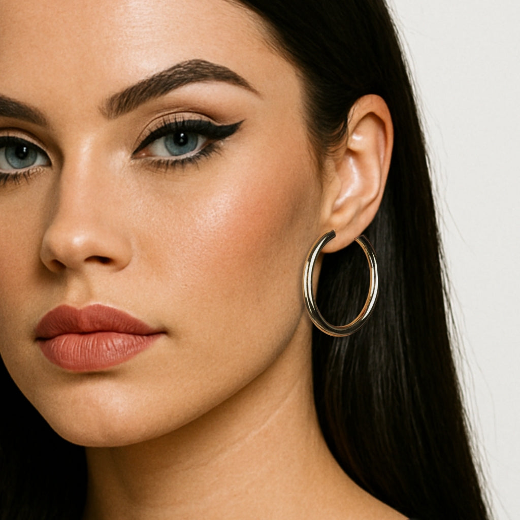 Big Hoop Energy Oversized Tube Hoops - 18k Gold-Plated / 925 Sterling Silver - 4mm x 40mm