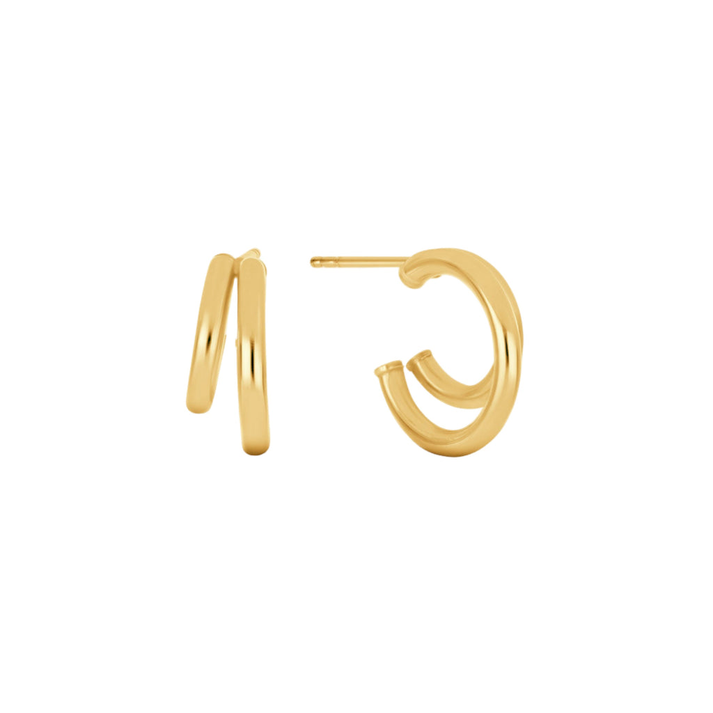 Duo Union Huggies - 18k Gold-Plated / 925 Sterling Silver / Two-Tone