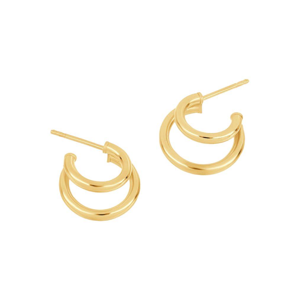 Duo Union Huggies - 18k Gold-Plated / 925 Sterling Silver / Two-Tone