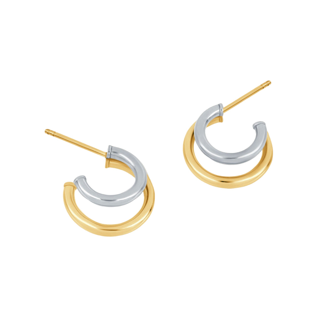 Duo Union Huggies - 18k Gold-Plated / 925 Sterling Silver / Two-Tone