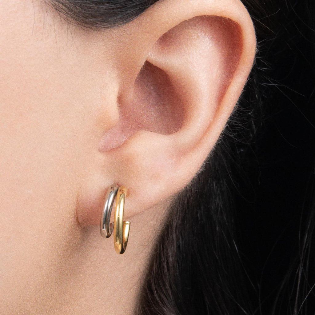 Duo Union Huggies - 18k Gold-Plated / 925 Sterling Silver / Two-Tone