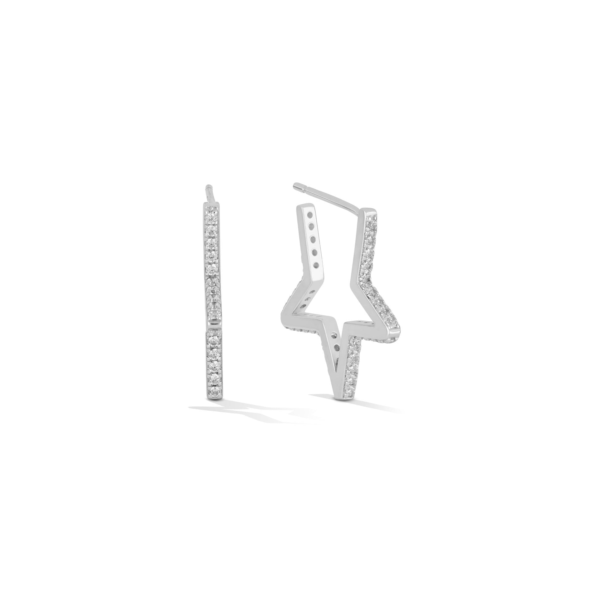 Pavé Star Hoop Earrings - 18k Gold-Plated / 925 Sterling Silver