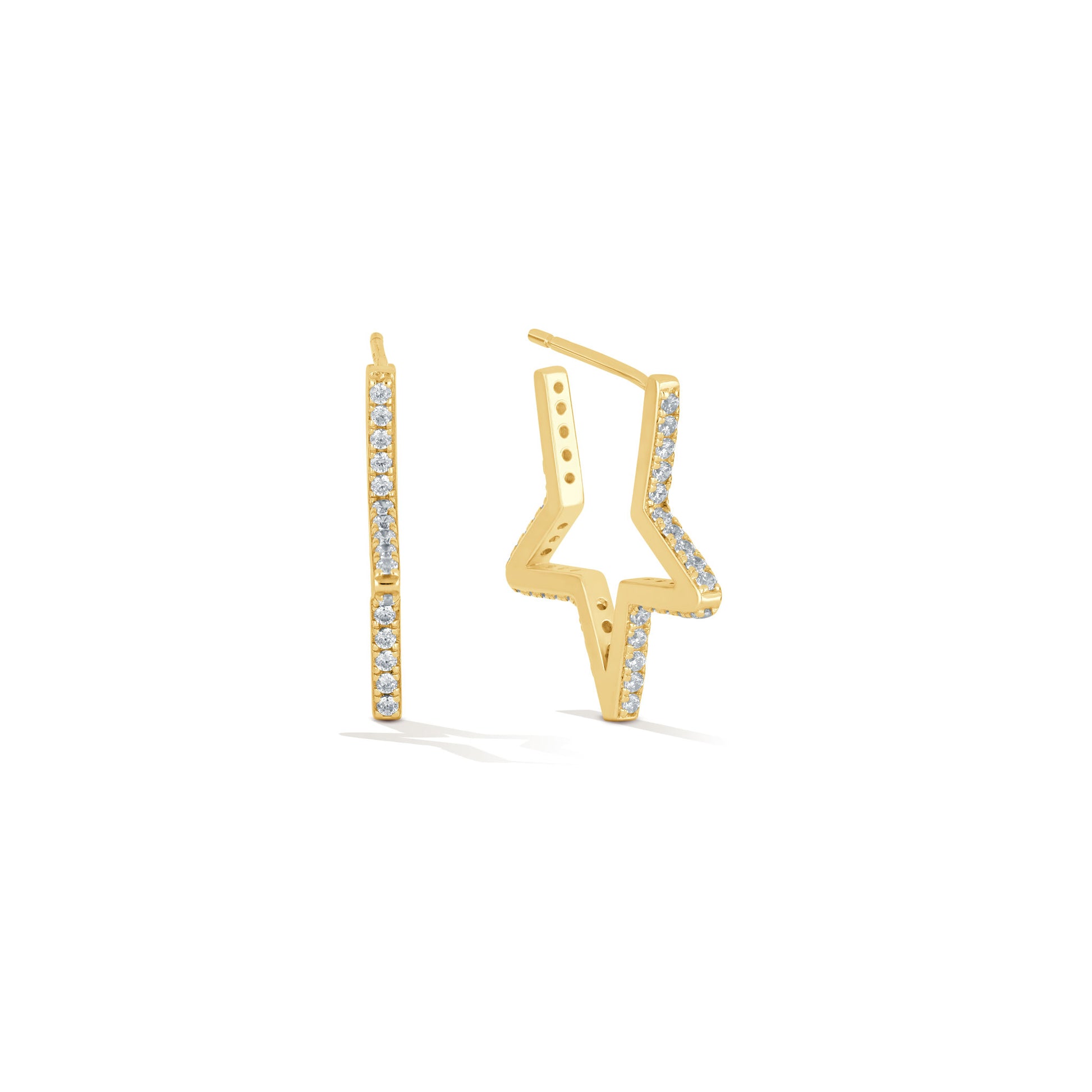 Pavé Star Hoop Earrings - 18k Gold-Plated / 925 Sterling Silver