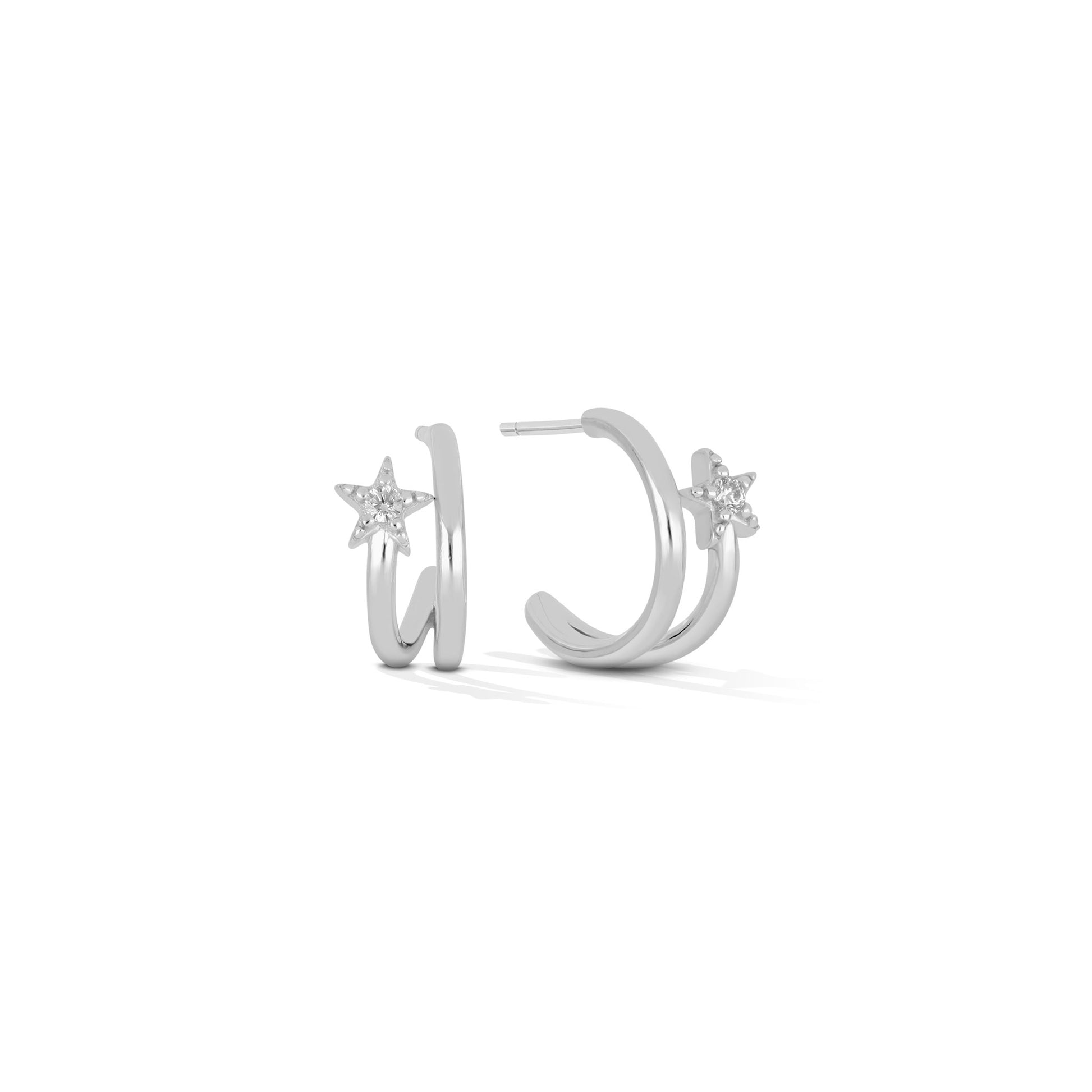 Shooting Star Huggie Earrings - 18k Gold-Plated / 925 Sterling Silver