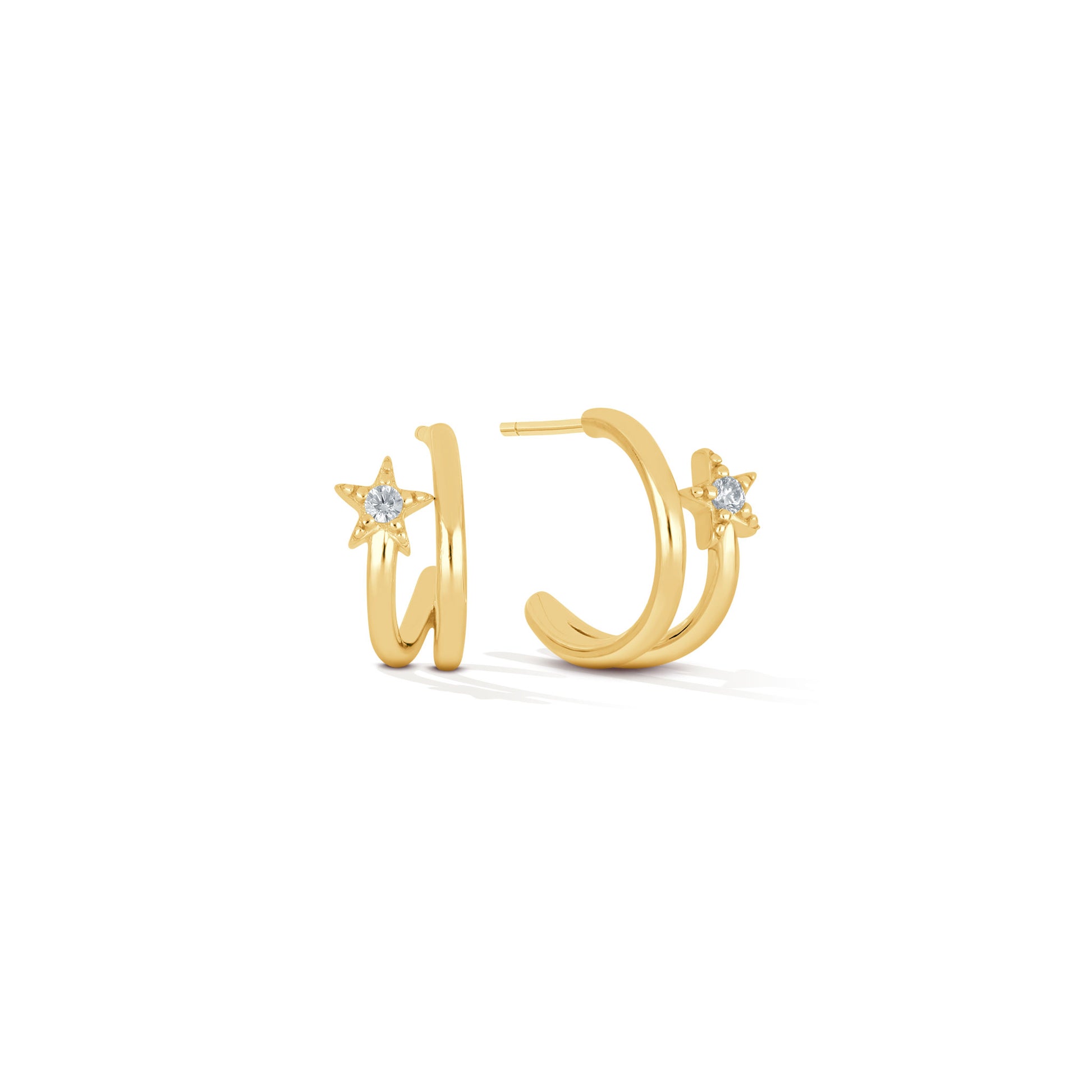 Shooting Star Huggie Earrings - 18k Gold-Plated / 925 Sterling Silver