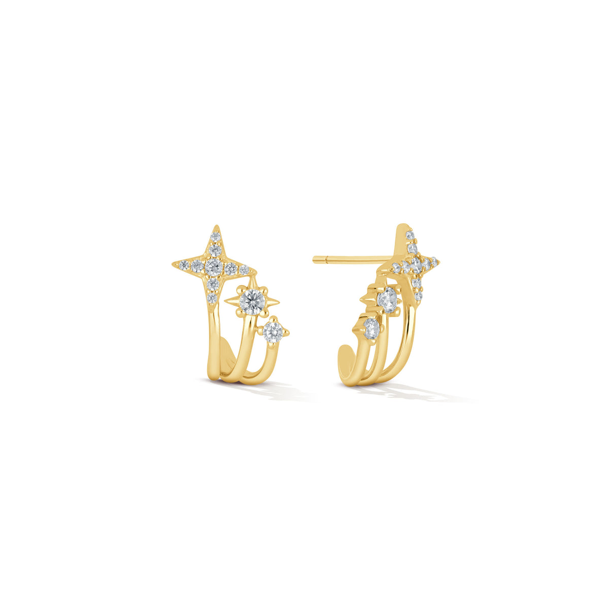 Pendientes Huggie de estrella en ascenso