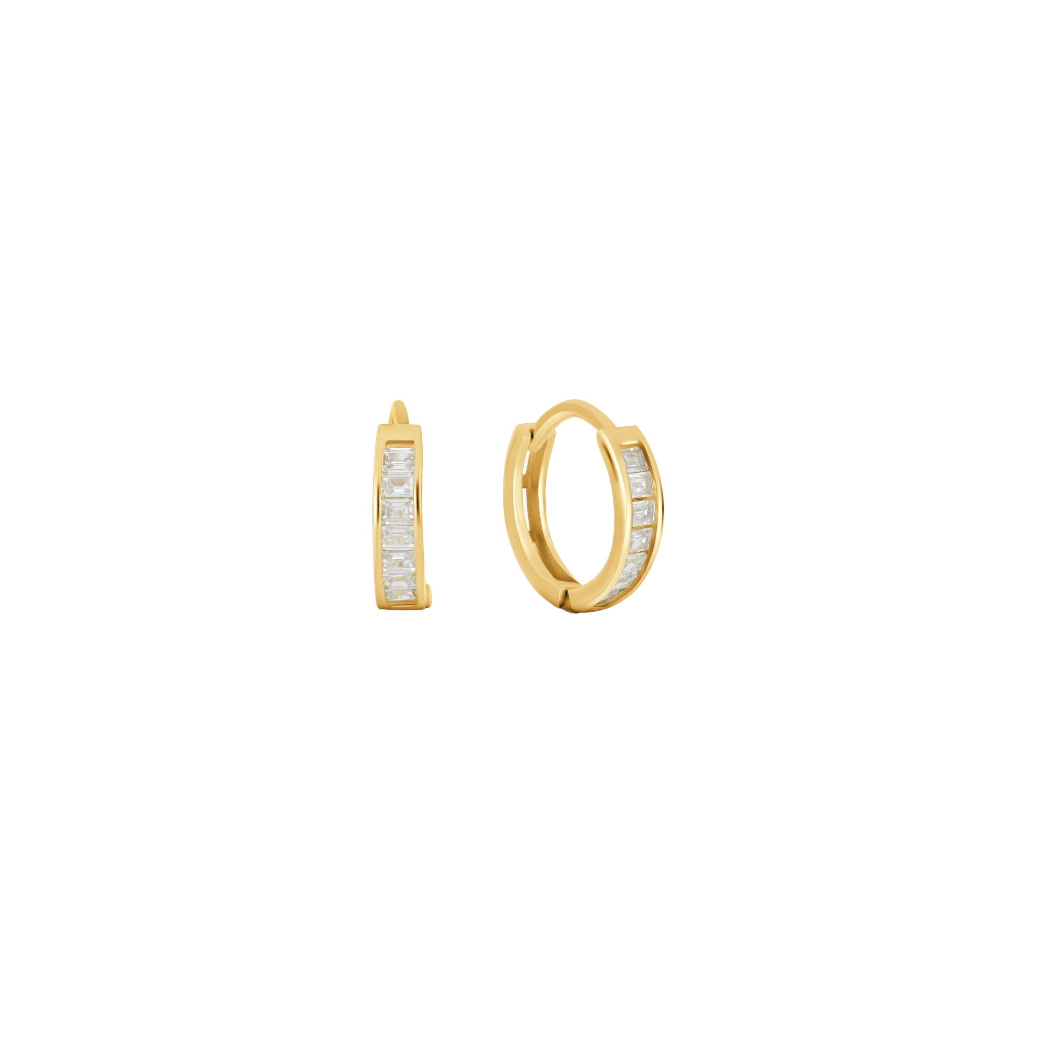 Gold Rush Baguette Huggies - 18k Gold-Plated