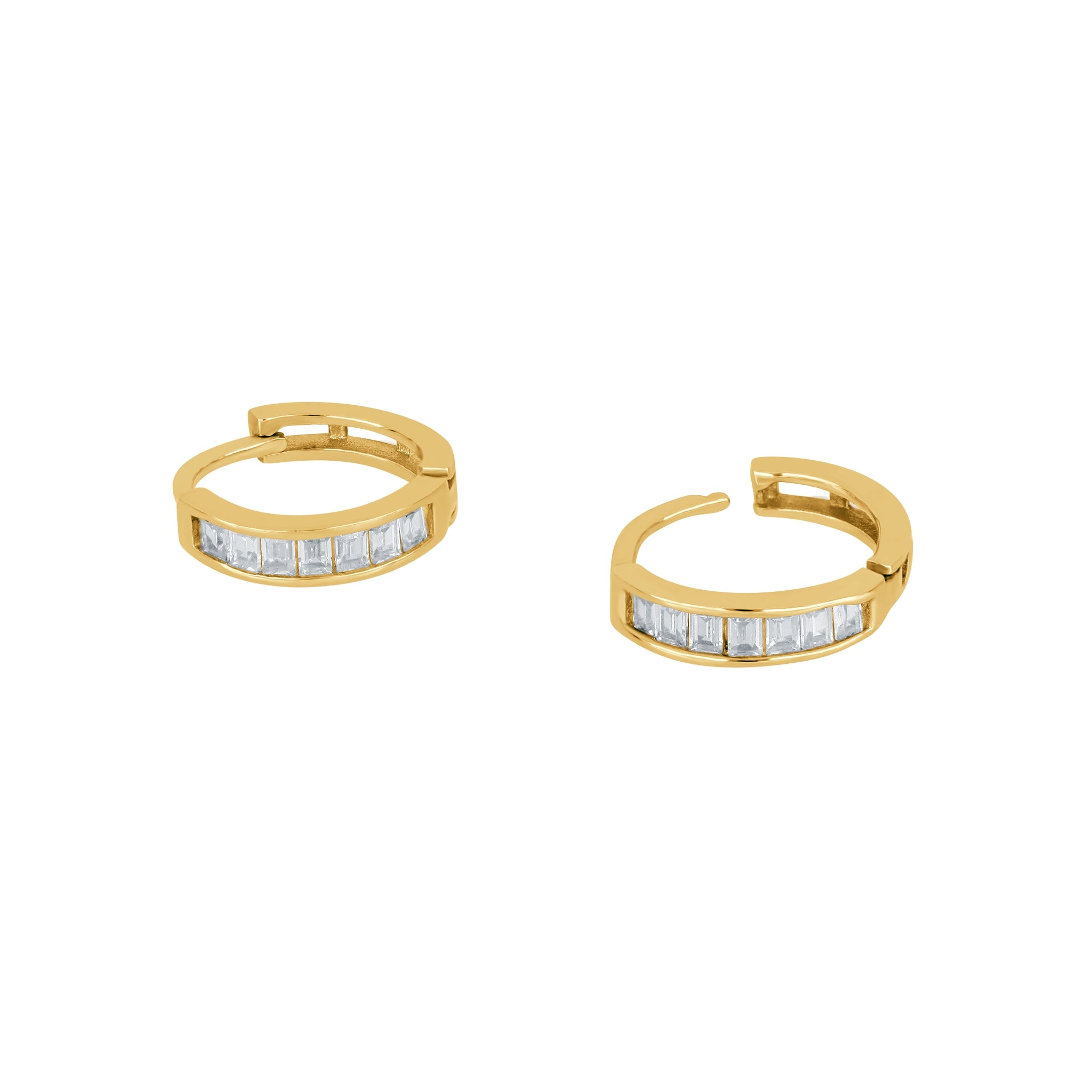 Gold Rush Baguette Huggies - 18k Gold-Plated