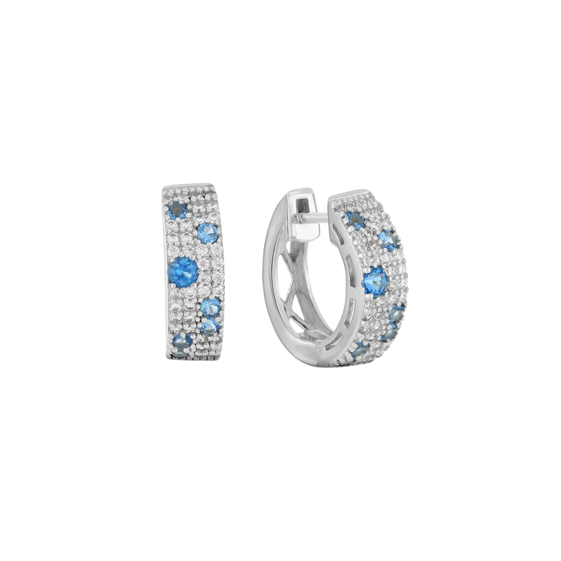 Blue Ice Pavé Hoops - 18k Gold-Plated / 925 Sterling Silver