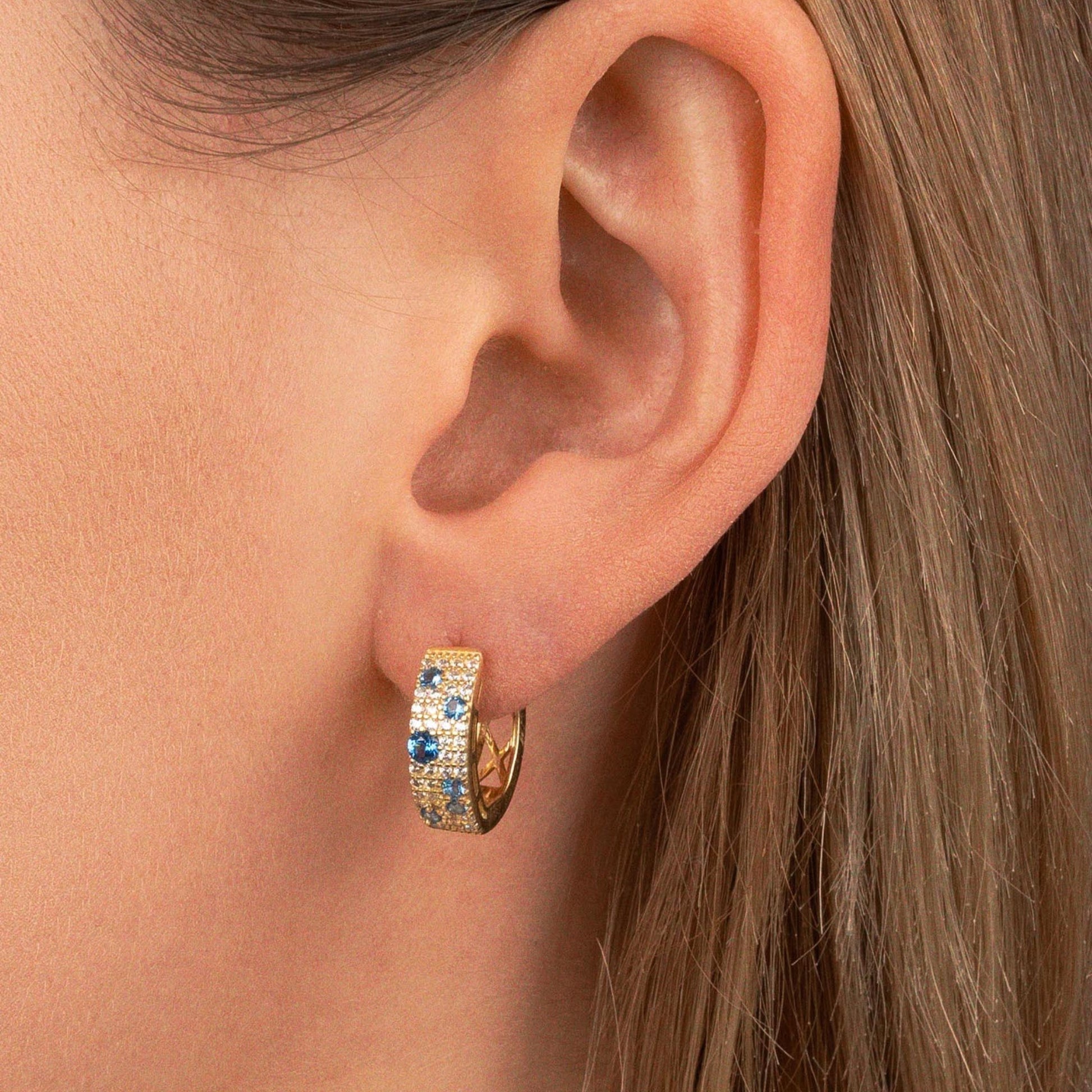Blue Ice Pavé Hoops - 18k Gold-Plated / 925 Sterling Silver