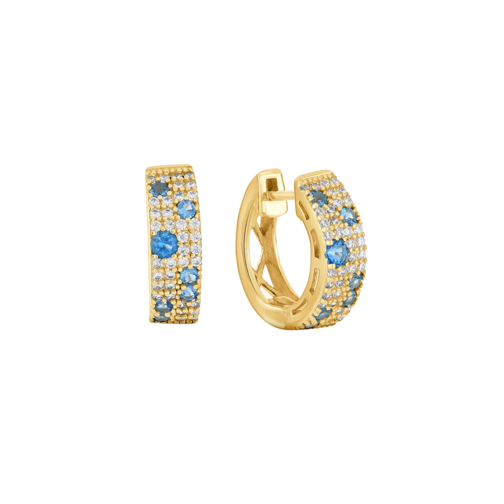 Blue Ice Pavé Hoops - 18k Gold-Plated / 925 Sterling Silver