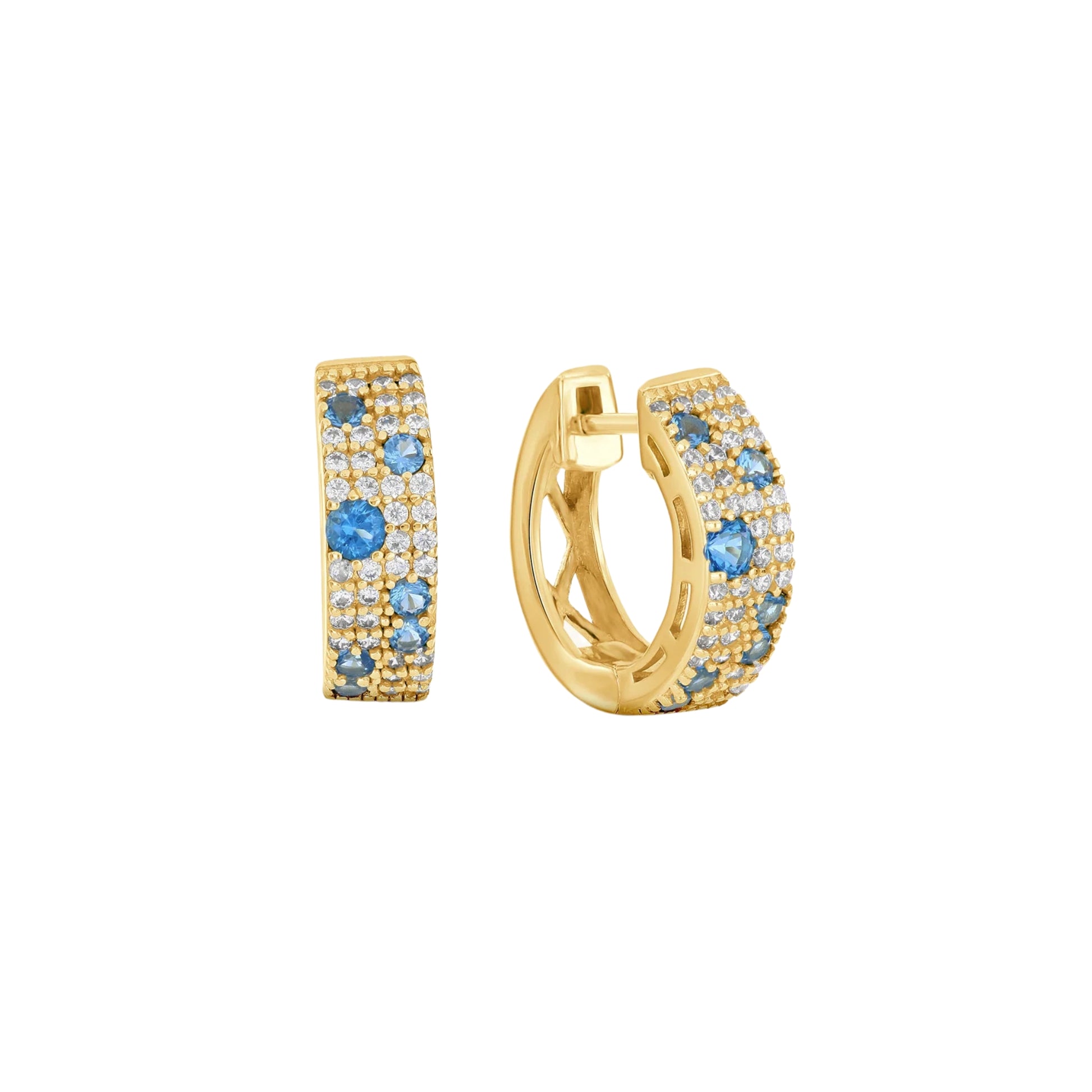 Blue Ice Pavé Hoops - 18k Gold-Plated / 925 Sterling Silver