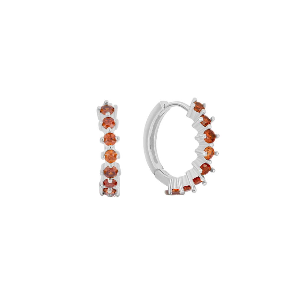 Countess Spaced Garnet CZ Hoops - 18k Gold-Plated / 925 Sterling Silver