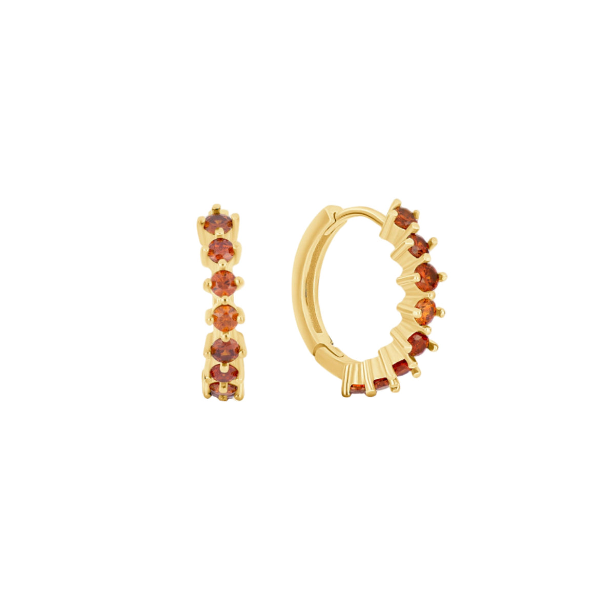 Countess Spaced Garnet CZ Hoops - 18k Gold-Plated / 925 Sterling Silver