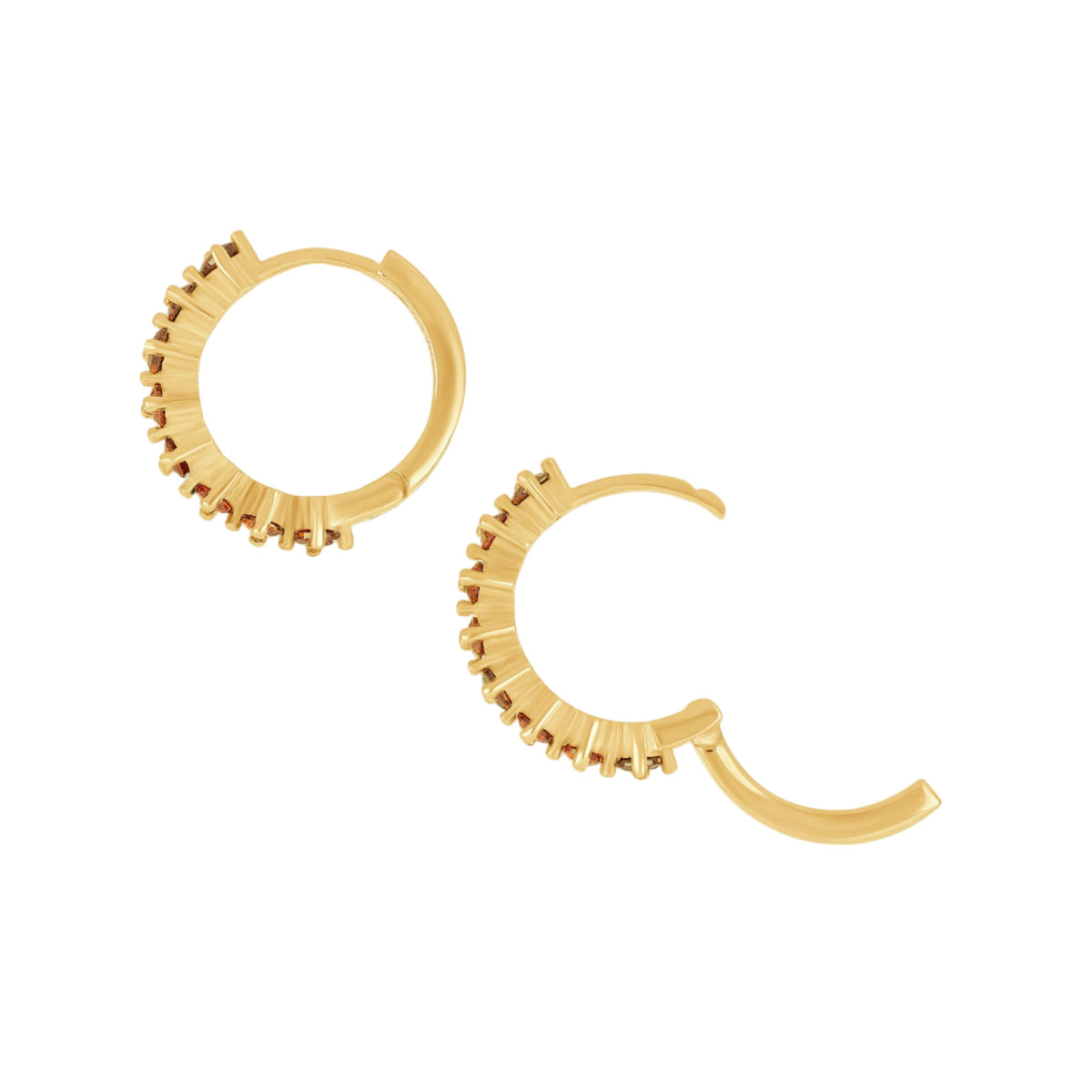 Countess Spaced Garnet CZ Hoops - 18k Gold-Plated / 925 Sterling Silver