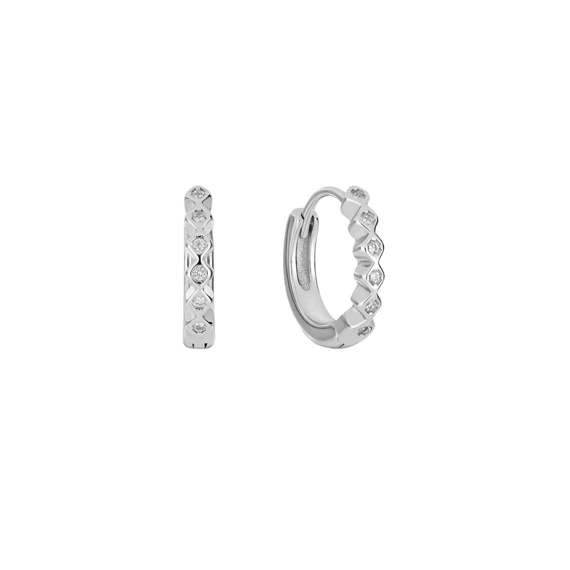 Crystal Crown Huggie Hoops - 925 Sterling Silver