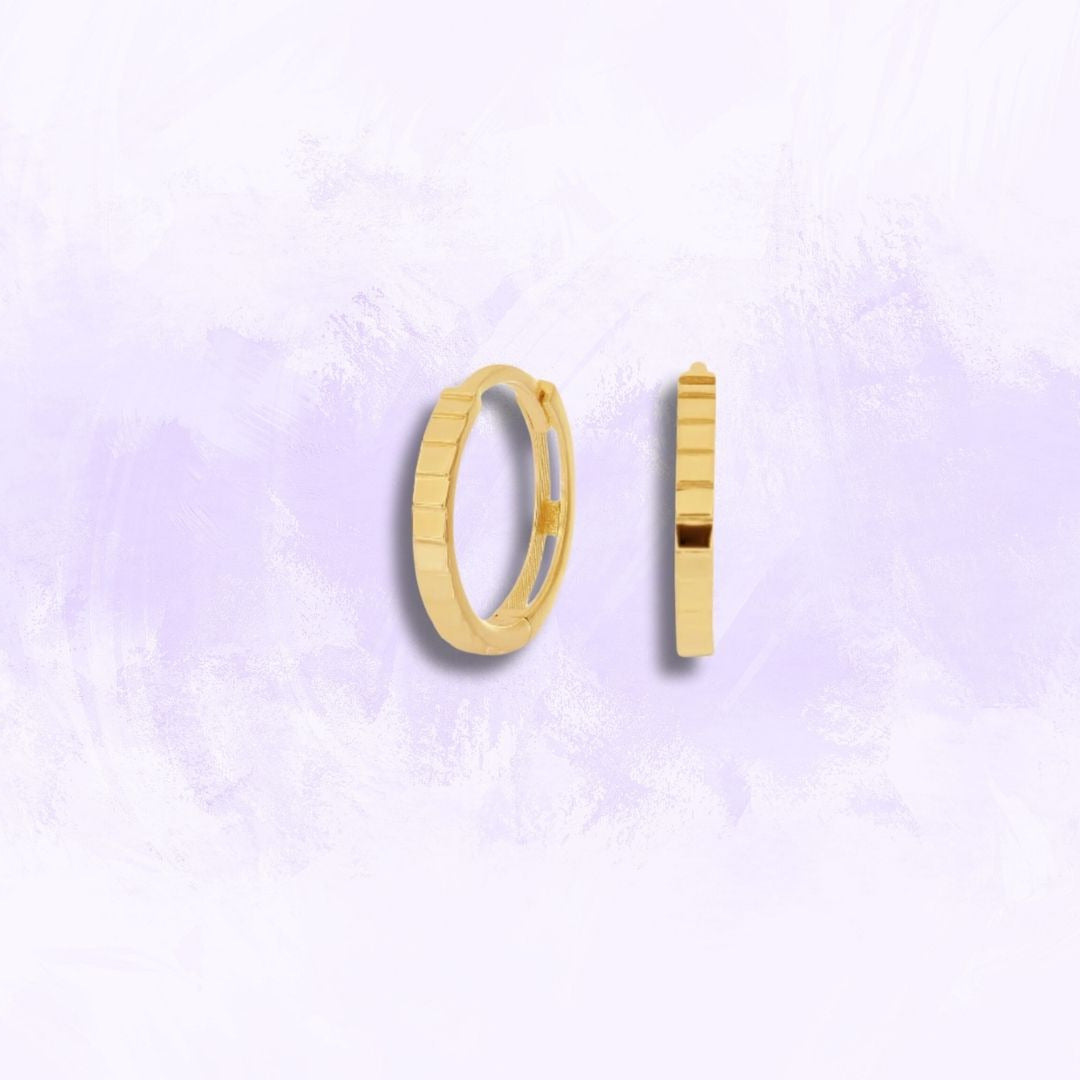 Ridged Huggies - 14k Solid Gold / White Gold