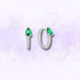 Envy Pear Cut Emerald CZ and Pavé Huggies