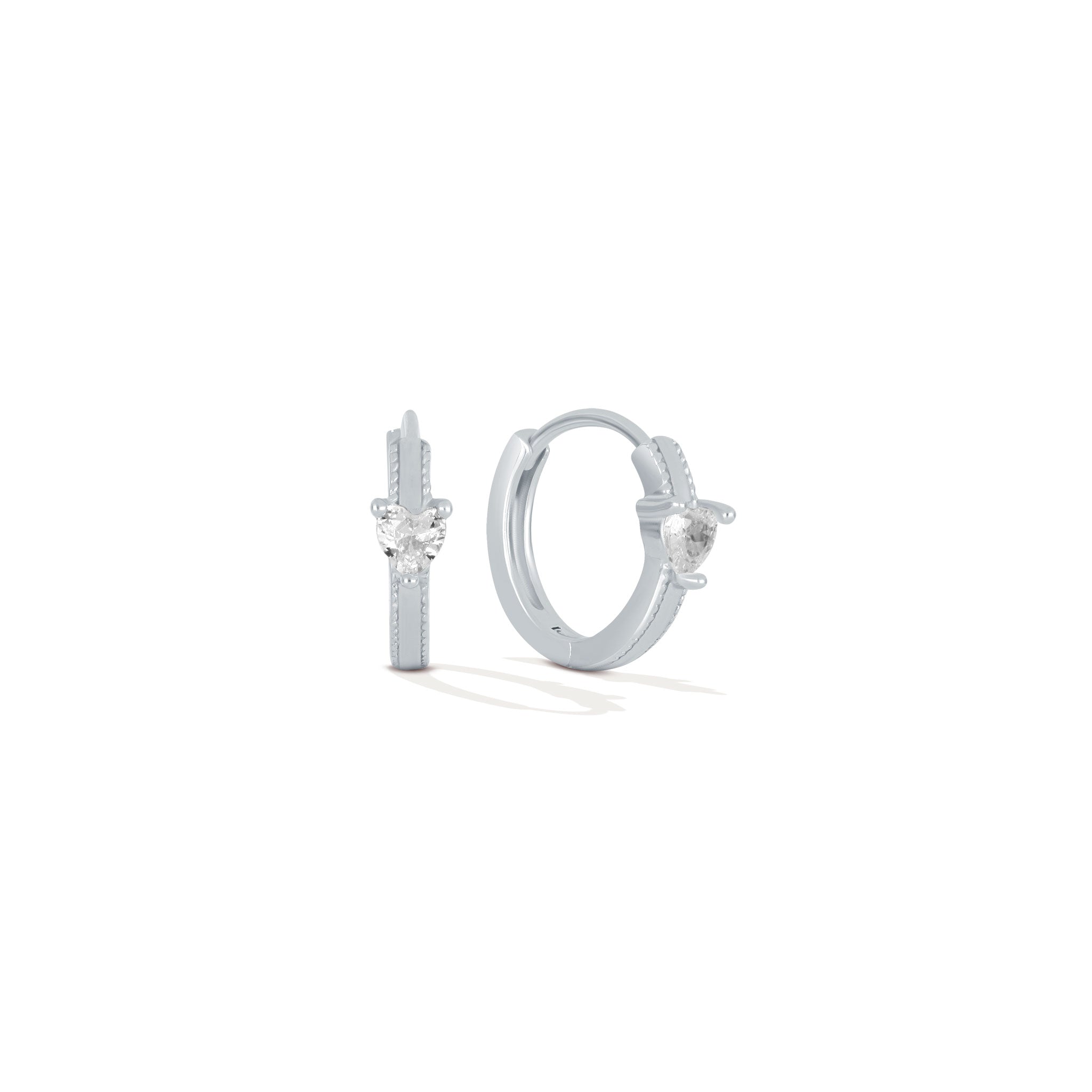 Gemstone Heart Princess Hoop Earrings - 925 Sterling Silver