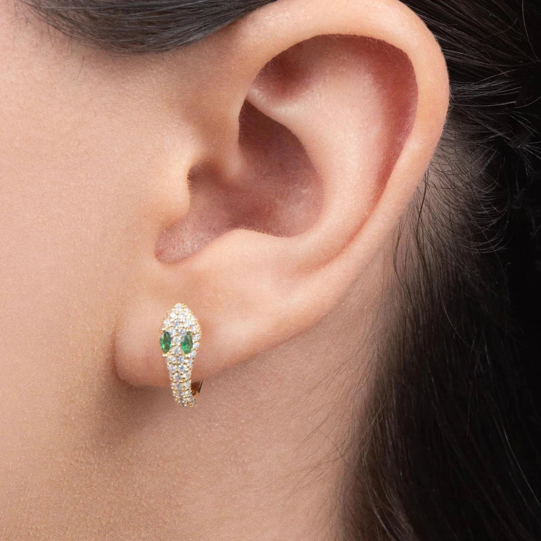 Little Bites Pavé Snake Wrap Huggies - 18k Gold-Plated / 925 Sterling Silver