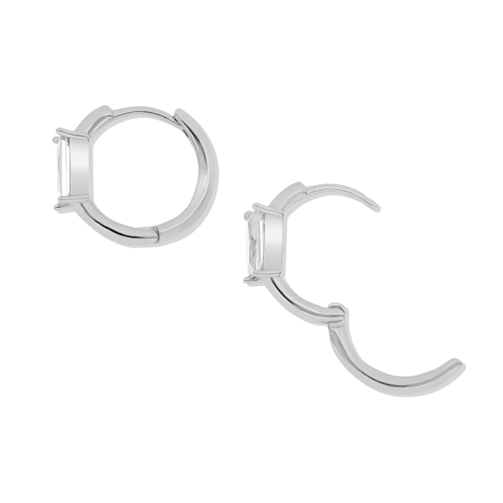 Aros Huggie con piedras preciosas de corte cuadrado