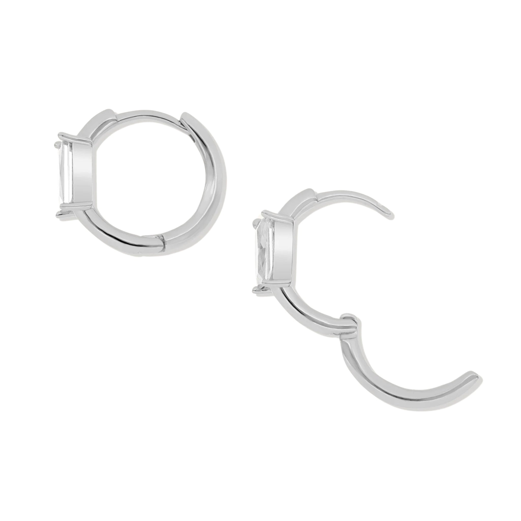 Aros Huggie con piedras preciosas de corte cuadrado