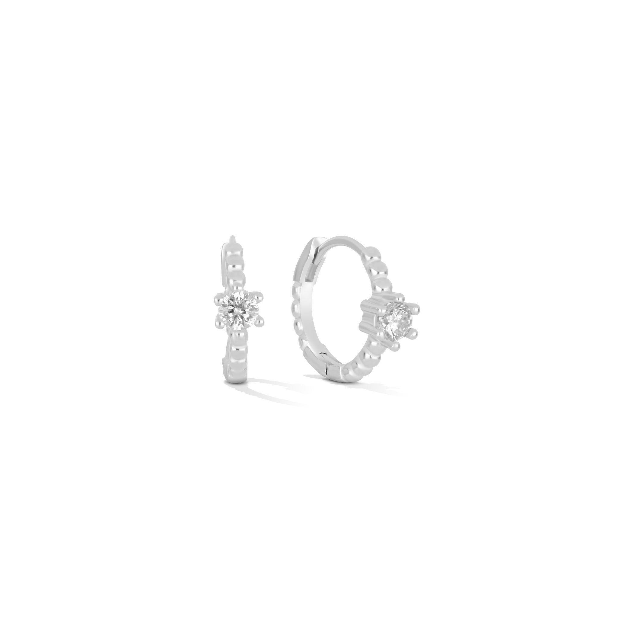 Elegant CZ Rounded Textured Hoops - 925 Sterling Silver
