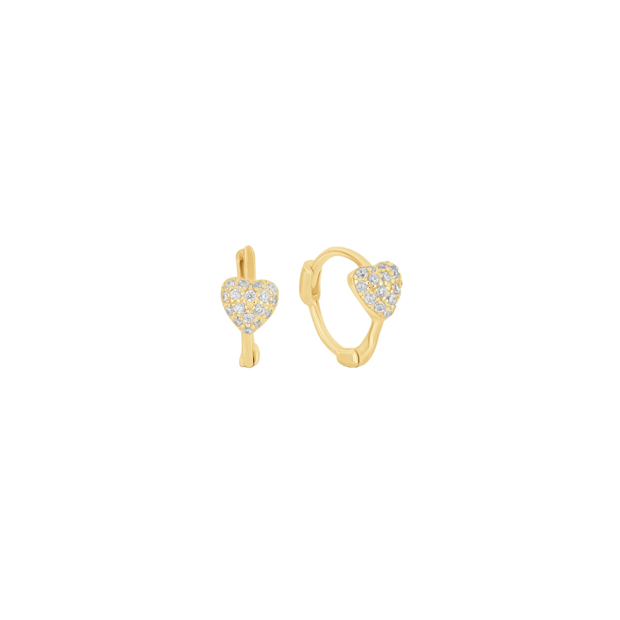 Elegant Pavé Heart Huggies - 18k Gold-Plated / 925 Sterling Silver