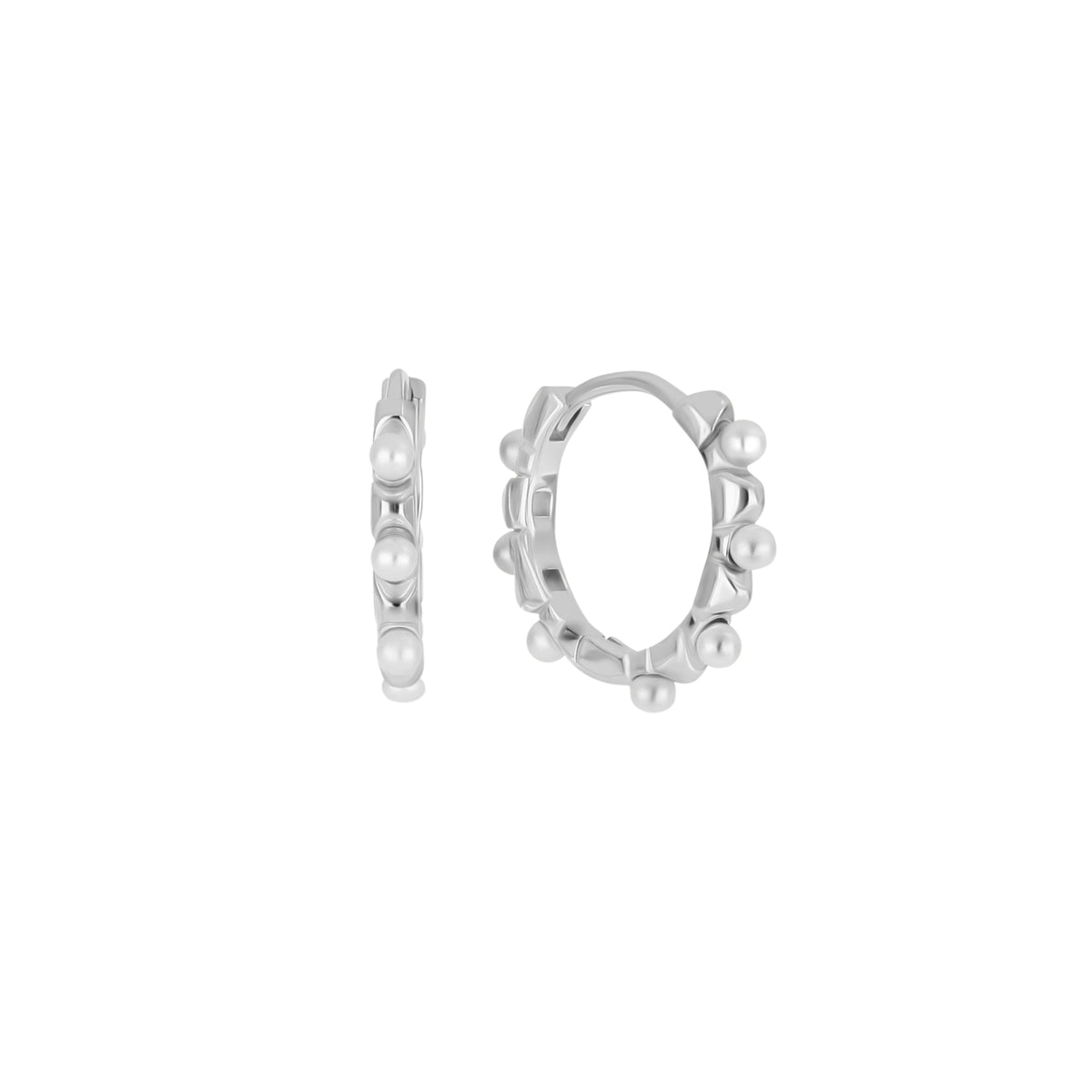 Modern Geometric Ball Huggies - 925 Sterling Silver