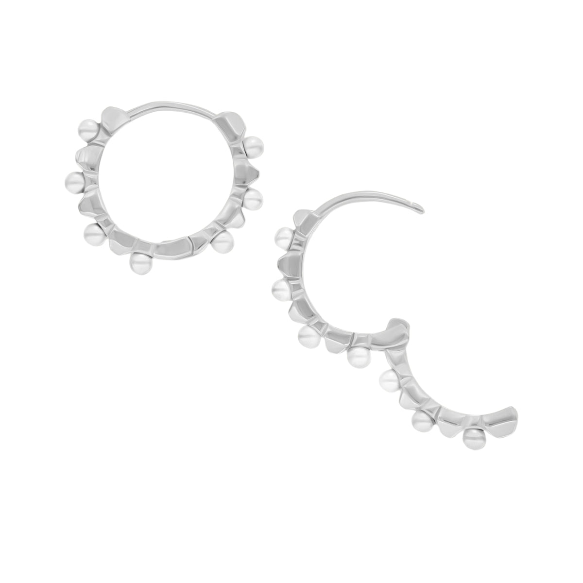 Modern Geometric Ball Huggies - 925 Sterling Silver