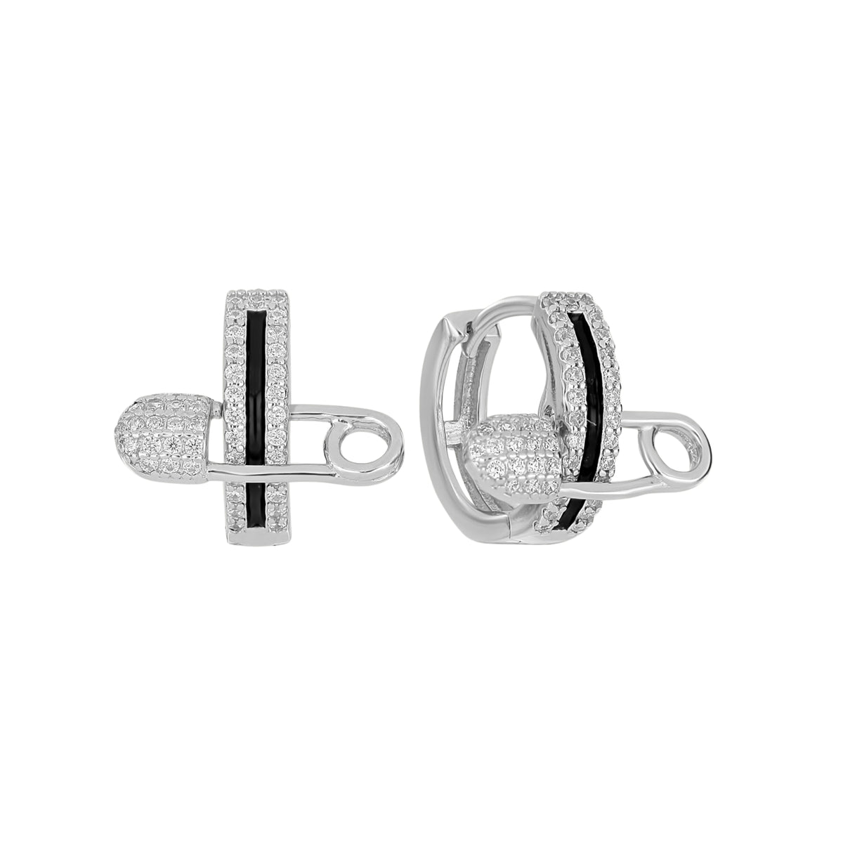 Locked and Lit Safety Pin Earrings - 925 Sterling Silver