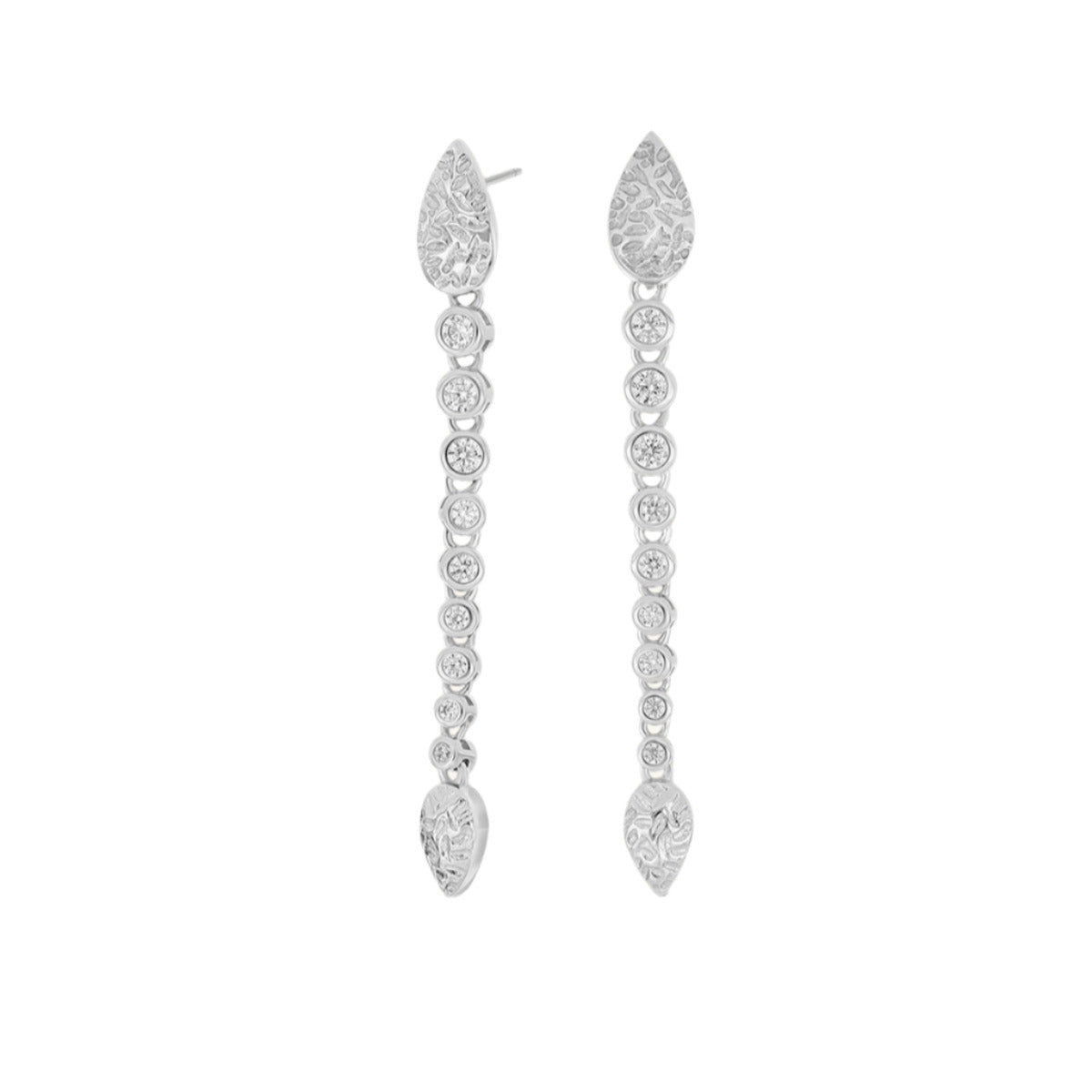 Hojas de Wild Thing y gotas de circonita - Chapado en oro de 18 quilates / Plata de ley 925