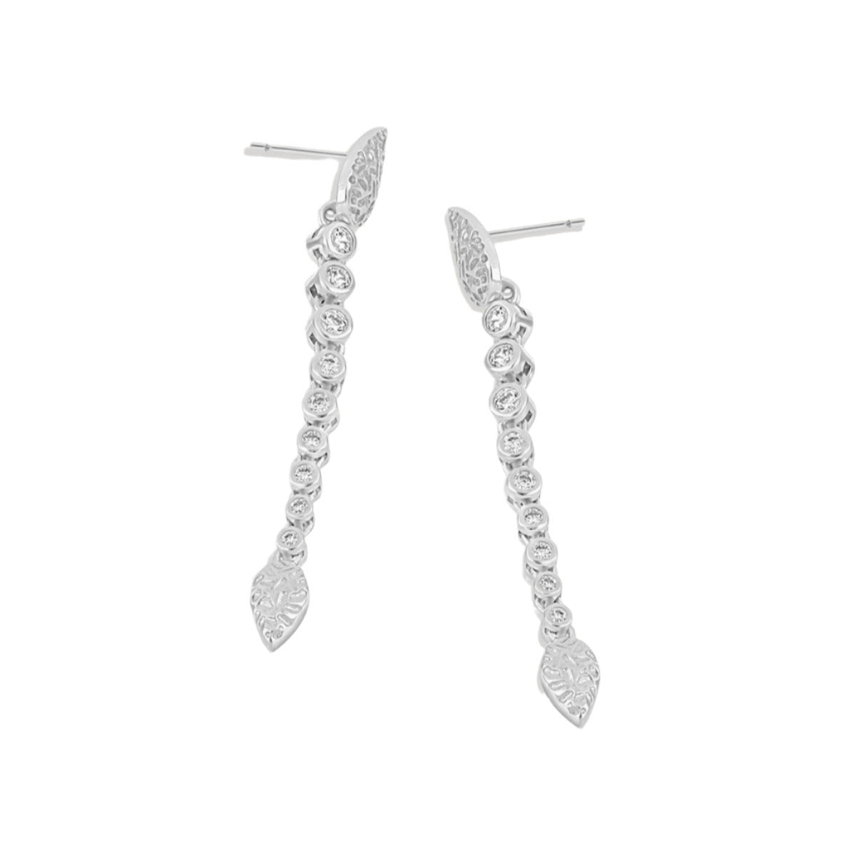 Hojas de Wild Thing y gotas de circonita - Chapado en oro de 18 quilates / Plata de ley 925