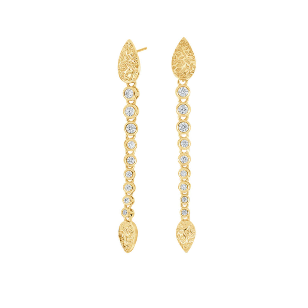 Hojas de Wild Thing y gotas de circonita - Chapado en oro de 18 quilates / Plata de ley 925