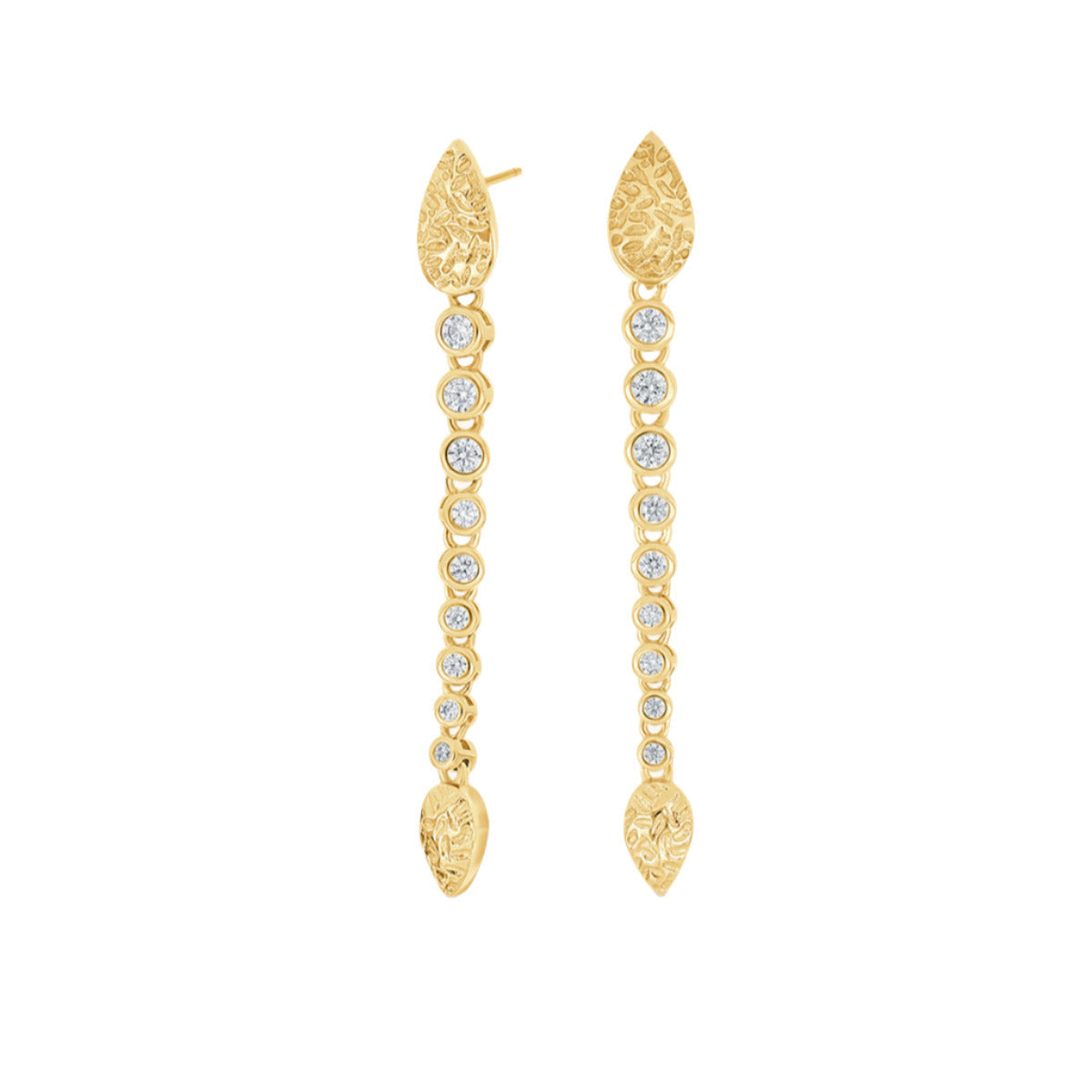 Hojas de Wild Thing y gotas de circonita - Chapado en oro de 18 quilates / Plata de ley 925