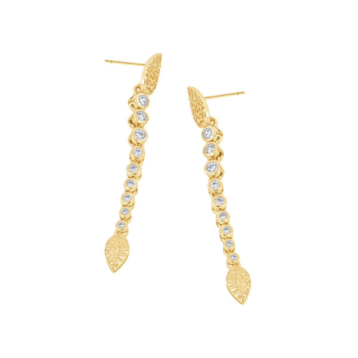 Hojas de Wild Thing y gotas de circonita - Chapado en oro de 18 quilates / Plata de ley 925