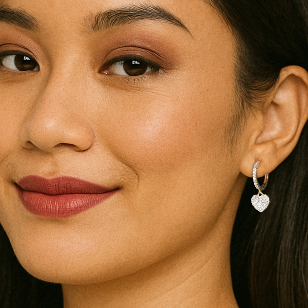 Heartbreaker Mini Hoops with Pavé Heart - 18k Gold-Plated / 925 Sterling Silver