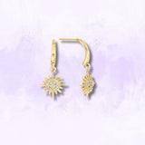 Tiny Hoops with Pavé Sunburst