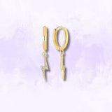 Power Trip Mini Hoops with Pavé Lightning Bolt