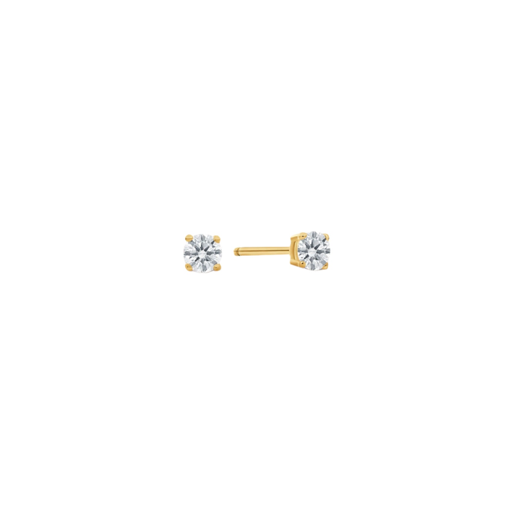 Round Lab Diamond 4 Prong Studs 3.5mm - 14k Solid Gold / White Gold