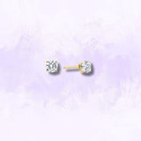 Pendientes de diamante de laboratorio redondo de 4 puntas de 4 mm