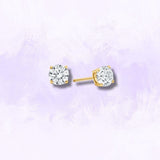 Pendientes de diamante de laboratorio redondo de 4 puntas de 5,5 mm